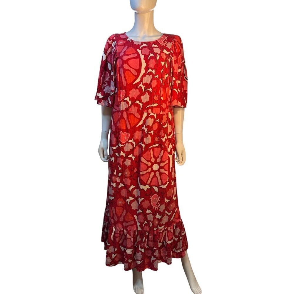 Rhode x Target Linen/Rayon Zinnia Floral Bell Sleeve Midi Dress Size 18  EUC